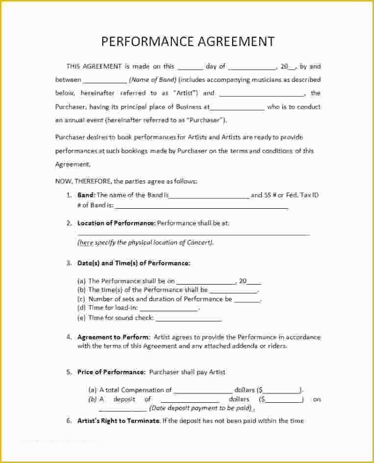 Musician Contract Template Free Of Music Performance Contract