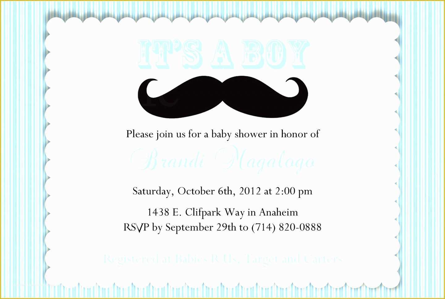 Mustache Baby Shower Invitations Free Templates Of 7 Mustache Baby Shower Invitations Templates Rrowr