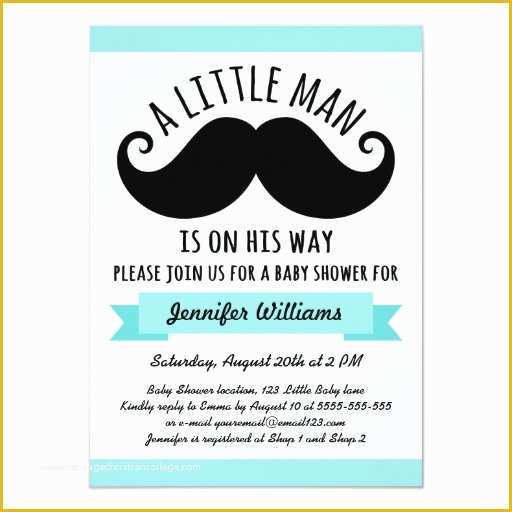 Mustache Baby Shower Invitations Free Templates Of A Little Man Aqua Blue Mustache Baby Shower 4 5x6 25