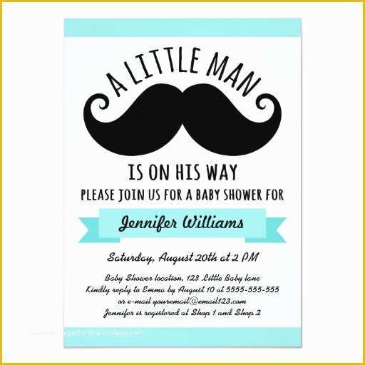 Mustache Baby Shower Invitations Free Templates Of A Little Man Aqua Blue Mustache Baby Shower 4 5x6 25