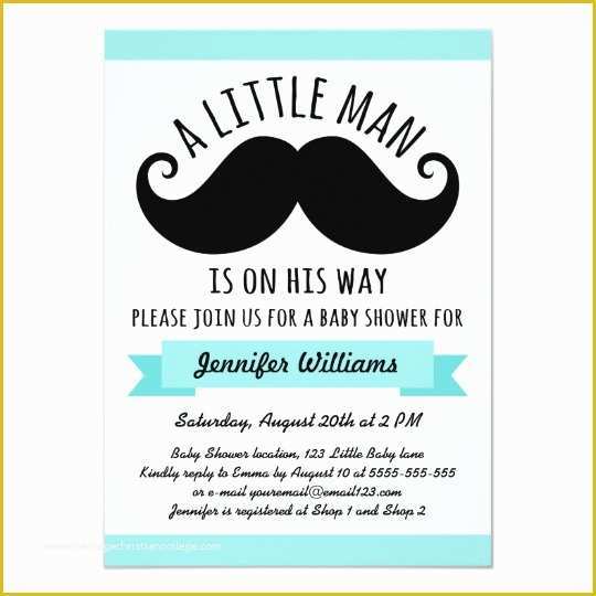 Mustache Baby Shower Invitations Free Templates Of A Little Man Aqua Blue Mustache Baby Shower Card