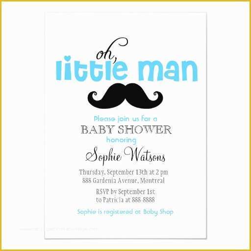 Mustache Baby Shower Invitations Free Templates Of Blue Little Man Mustache Baby Shower Invitation