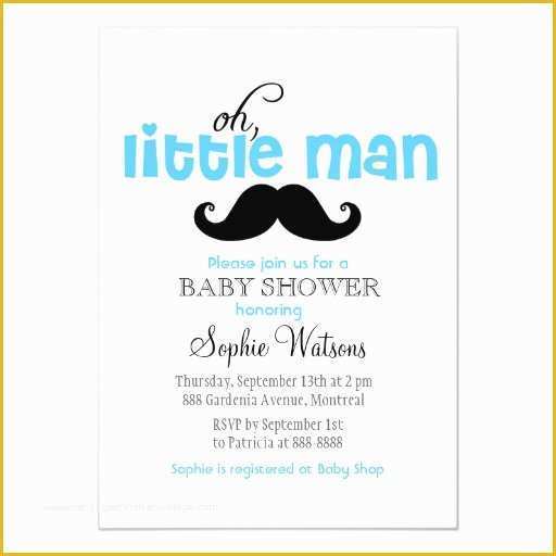 Mustache Baby Shower Invitations Free Templates Of Blue Little Man Mustache Baby Shower Invitation
