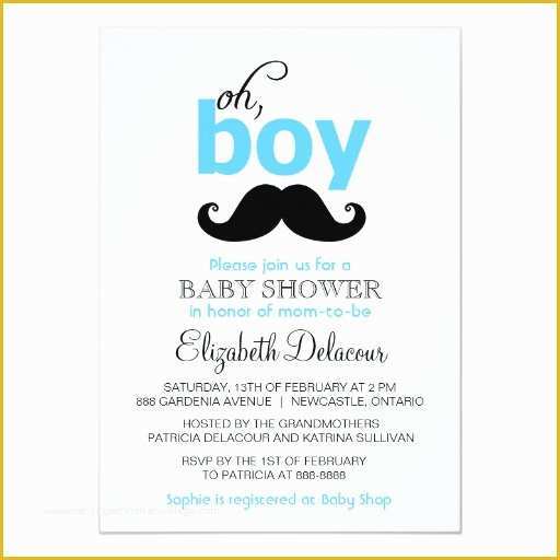 Mustache Baby Shower Invitations Free Templates Of Blue Oh It S A Boy Mustache Baby Shower Invitation
