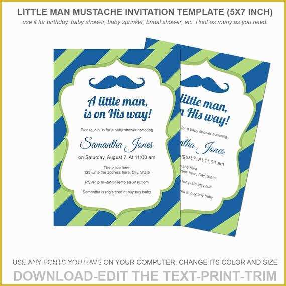 Mustache Baby Shower Invitations Free Templates Of Items Similar to Little Man Mustache Invitation Template