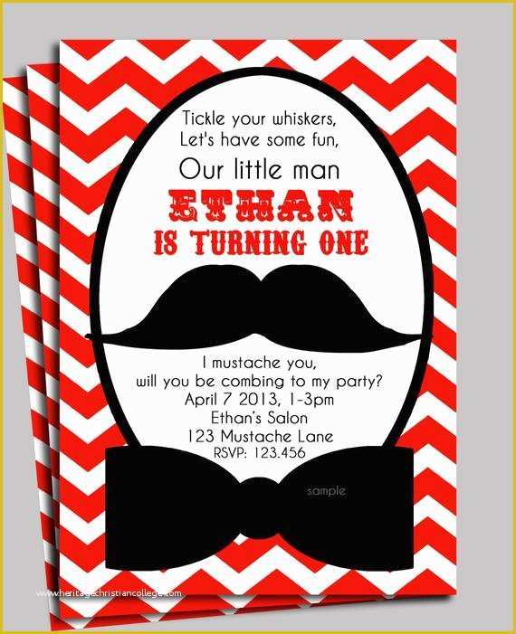 Mustache Baby Shower Invitations Free Templates Of Little Man Mustache Invitation Printable or Printed with Free