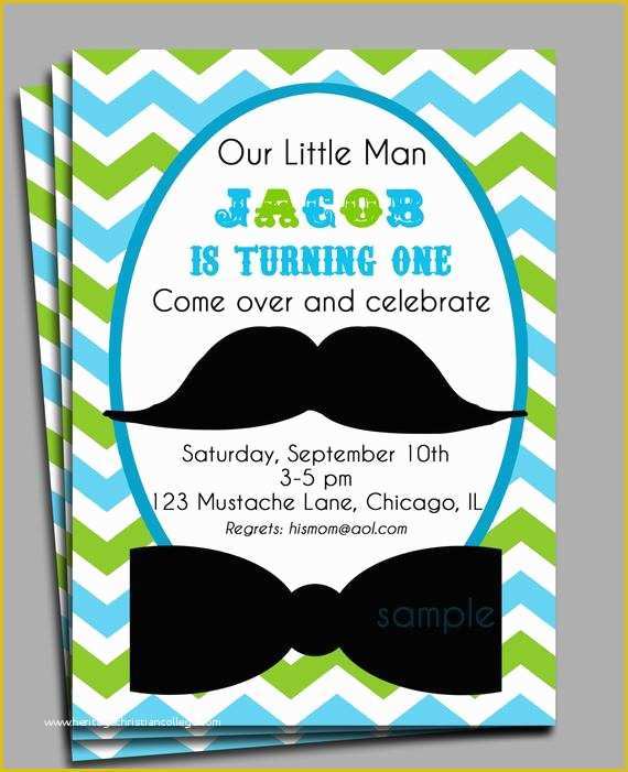 Mustache Baby Shower Invitations Free Templates Of Little Man Mustache Invitation Printable or Printed with Free