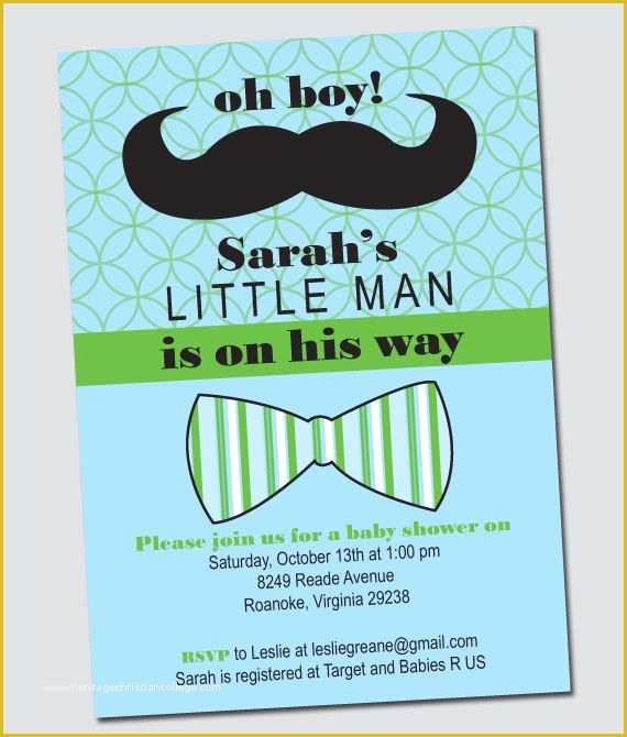 Mustache Baby Shower Invitations Free Templates Of Little Man Shower Invitation Wording