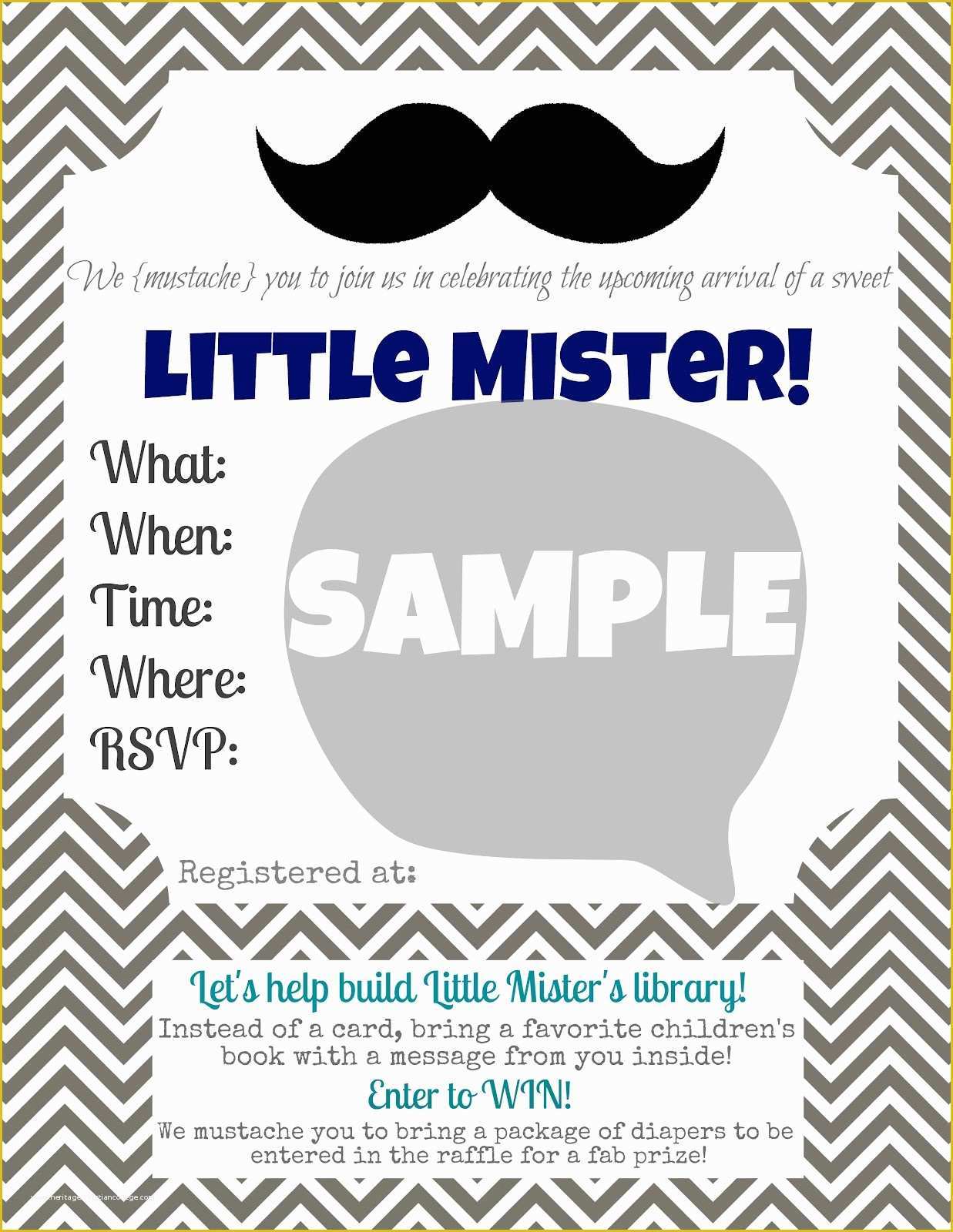 Mustache Baby Shower Invitations Free Templates Of Little Mister Mustache Bash Party Prints Mine for the