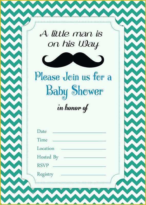 Mustache Baby Shower Invitations Free Templates Of Mustache Baby Boy Shower Invitation Instant Download Fill In