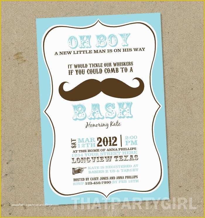 Mustache Baby Shower Invitations Free Templates Of Mustache Bash Baby Shower Invitations Digital U Print