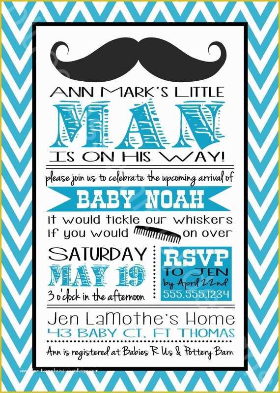 Mustache Baby Shower Invitations Free Templates Of Mustache Little Man Baby Shower Invitation for A Baby Boy