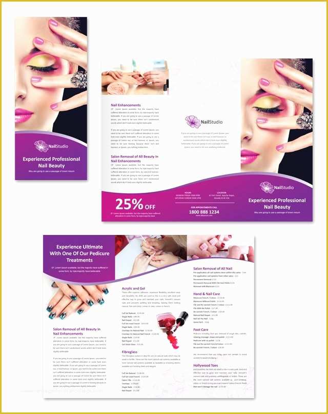 Nail Brochure Templates Free Of Nail Beauty Salon Tri Fold Brochure Template Dlayouts