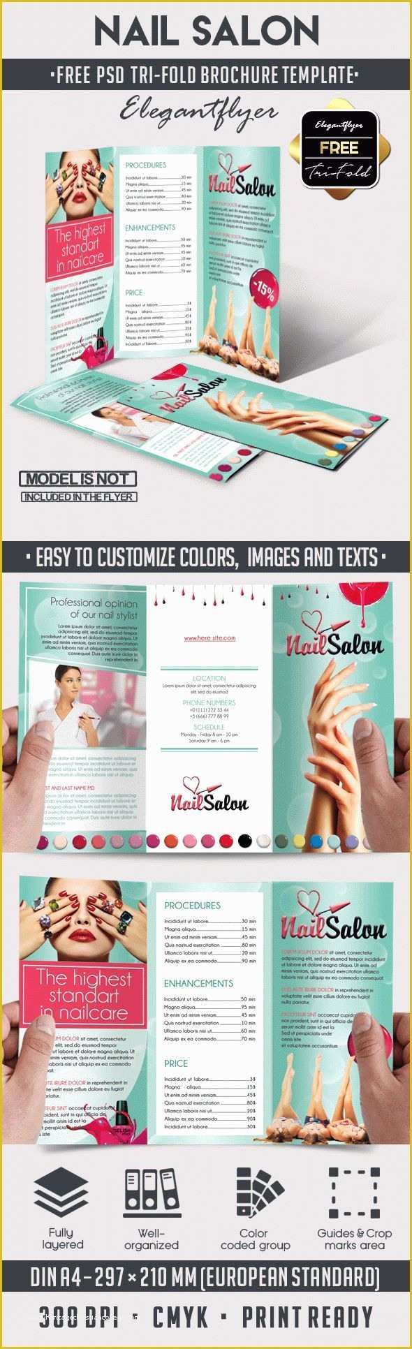 Nail Brochure Templates Free Of Nail – Free Tri Fold Psd Brochure Template – by Elegantflyer