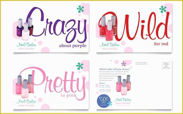 Nail Brochure Templates Free Of Nail Salon Postcard Template Design