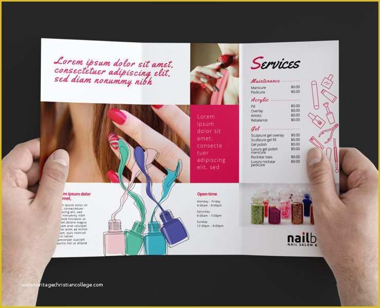 Nail Brochure Templates Free Of Nail Salon Trifold Brochure Template for Shop