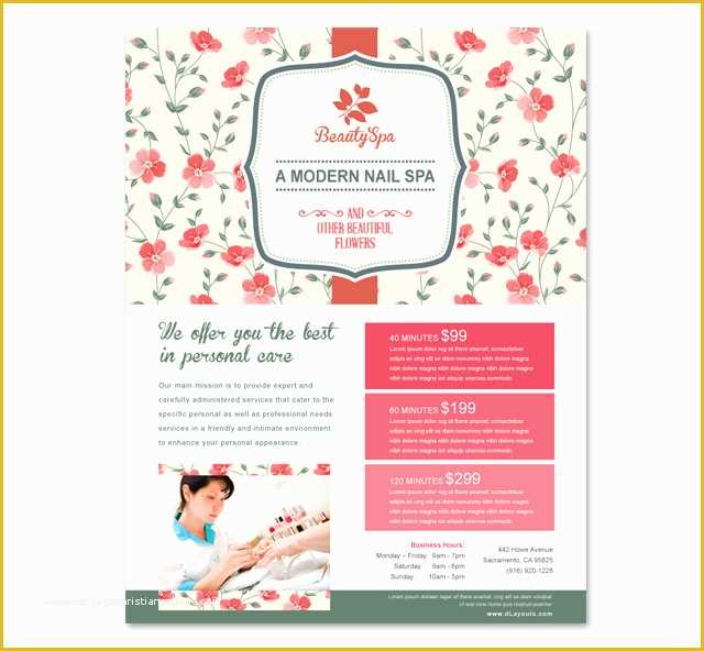 Nail Brochure Templates Free Of Nail Spa Center Flyer Template