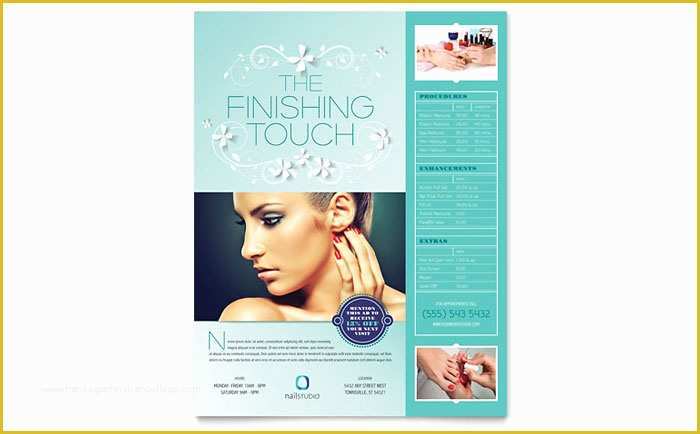 Nail Brochure Templates Free Of Nail Technician Flyer Template Design