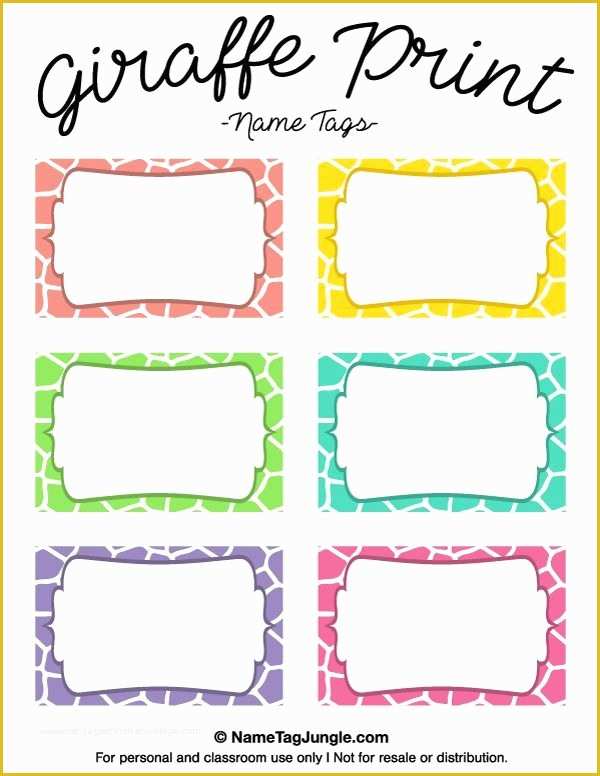 Name Tag Template Free Printable Of Free Printable Giraffe Print Name Tags the Template Can