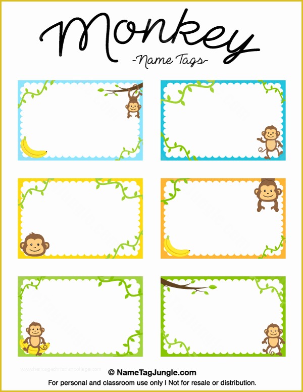Name Tag Template Free Printable Of Free Printable Monkey Name Tags the Template Can Also Be