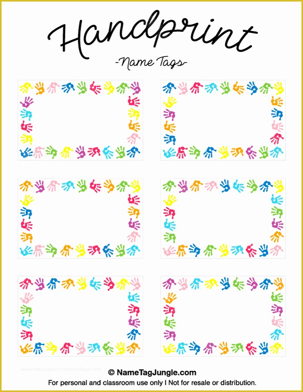 Name Tag Template Free Printable Of Printable Handprint Name Tags