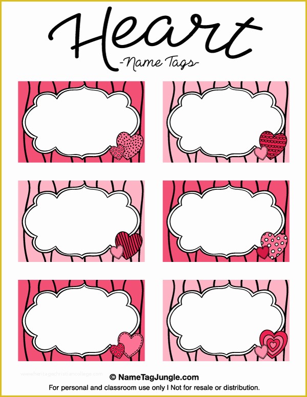 Name Tag Template Free Printable Of Printable Heart Name Tags