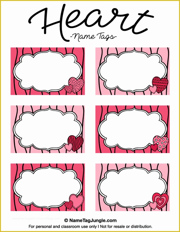 Name Tag Template Free Printable Of Printable Heart Name Tags