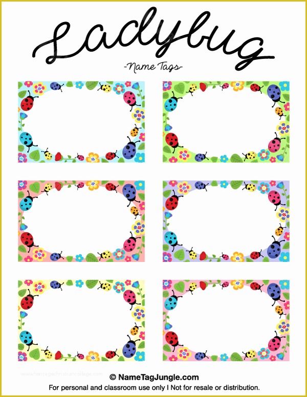 Name Tag Template Free Printable Of Printable Ladybug Name Tags