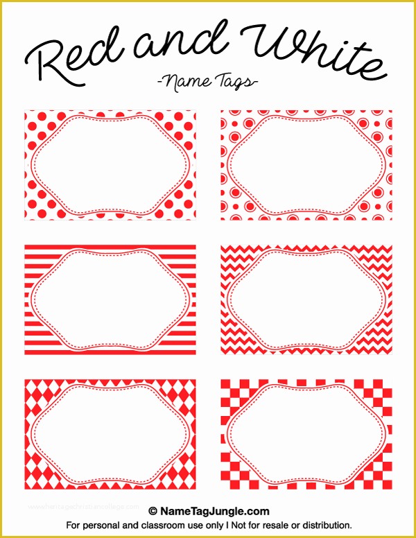 Name Tag Template Free Printable Of Printable Red and White Name Tags