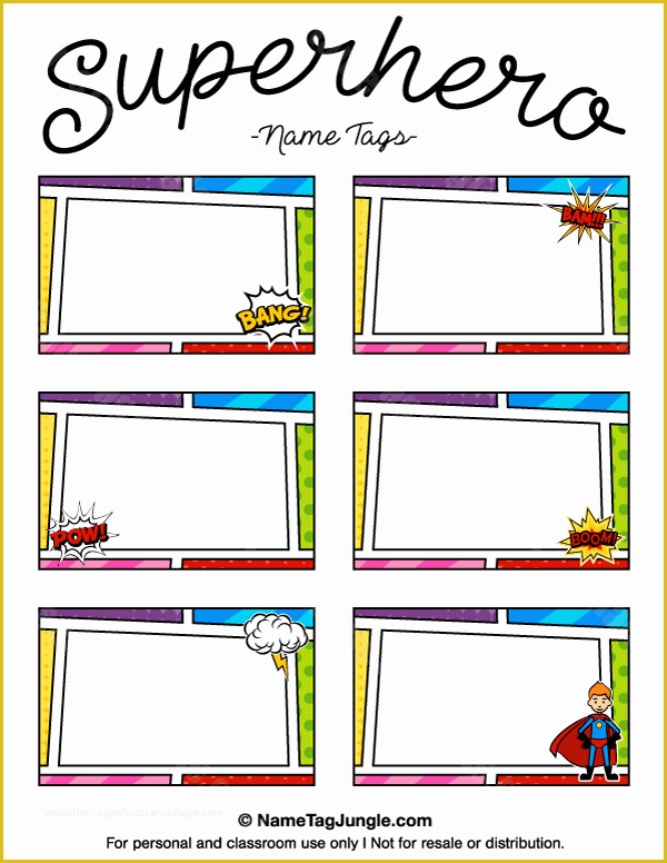 Name Tag Template Free Printable Of Printable Superhero Name Tags