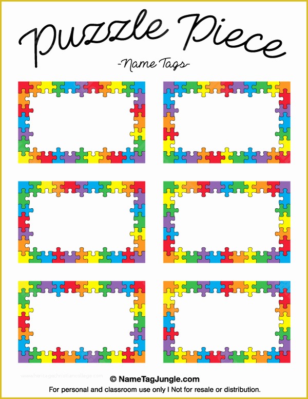 Name Tag Template Free Printable Of Puzzle Piece Name Tags
