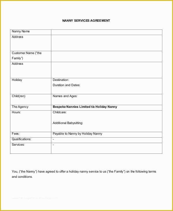 Nanny Contract Template Free Of 9 Nanny Contract Templates – Free Sample Example format