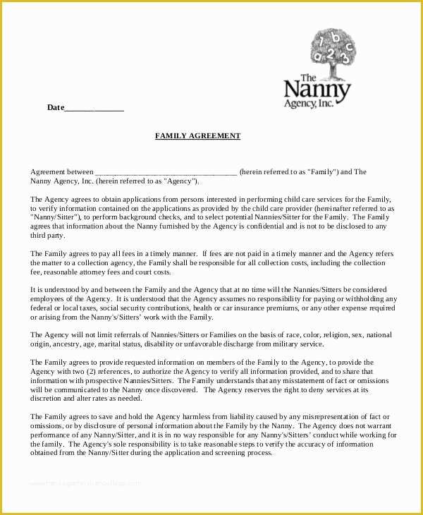 Nanny Contract Template Free Of 9 Nanny Contract Templates – Free Sample Example format