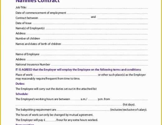 Nanny Contract Template Free Of 9 Nanny Contract Templates – Free Sample Example format