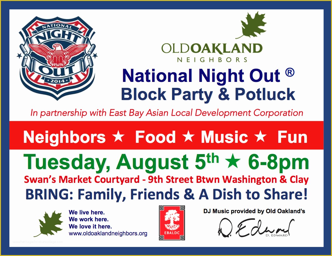 National Night Out Flyer Template Free Of Aug 5 2014 National Night Out Block Party & Potluck