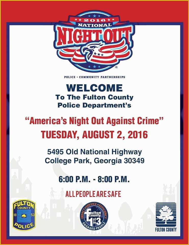  National Night Out Flyer Template Free Of Fulton County Government 2016 