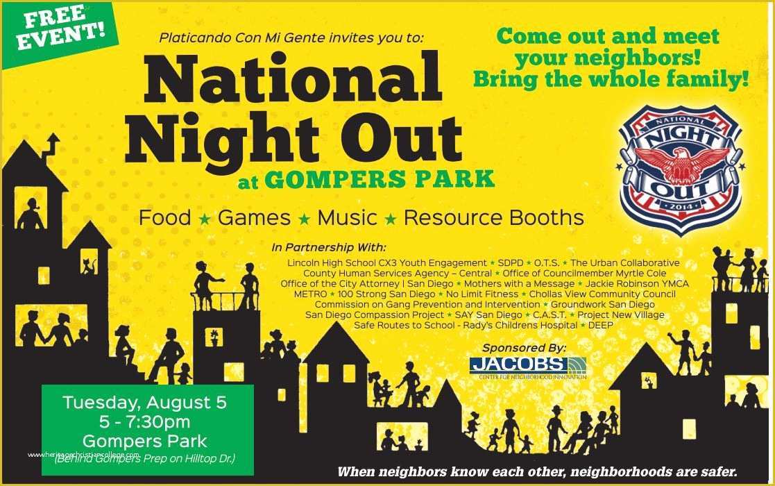 National Night Out Flyer Template Free Of National Night Out at Gompers Park – What S New In the Diamond