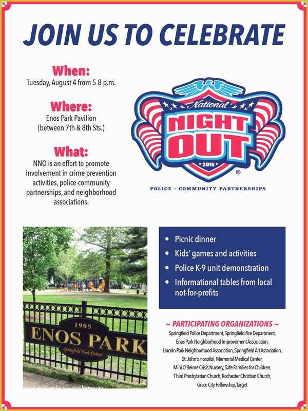 National Night Out Flyer Template Free Of National Night Out August 4 2015 Enos Park Pavilion