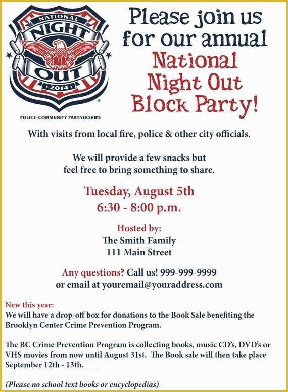 National Night Out Flyer Template Free Of National Night Out Block Party Invite