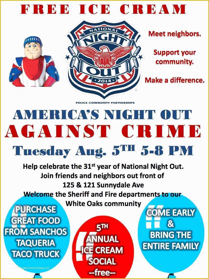 National Night Out Flyer Template Free Of the White Oaks Blog