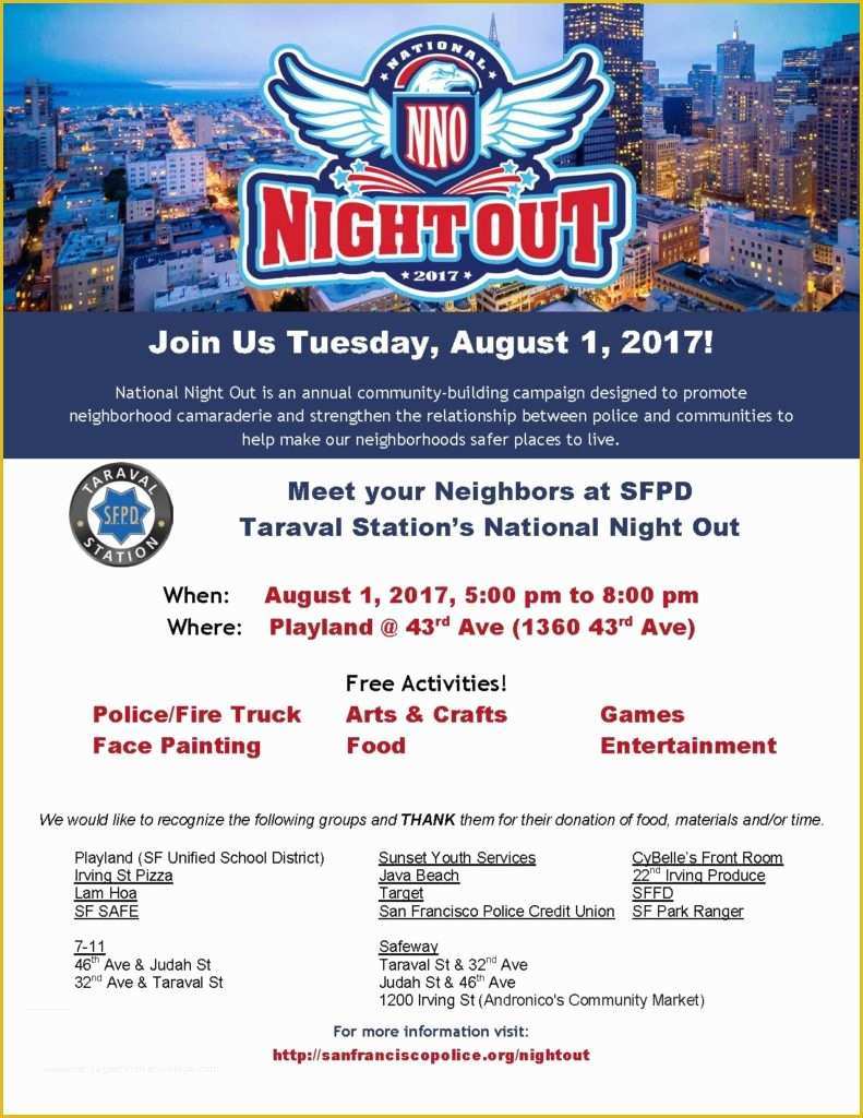National Night Out Flyer Template Free Of Two Locations for National Night Out 2017