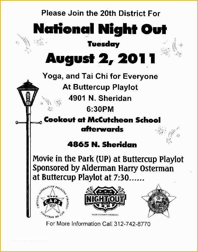 National Night Out Flyer Template Free Of Uptown Update National Night Out is Tuesday 20th District