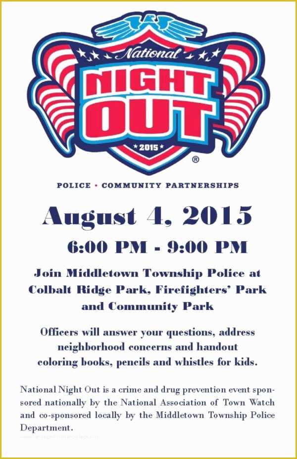 National Night Out Flyer Template Free Of Wel E to Middletown township Pa