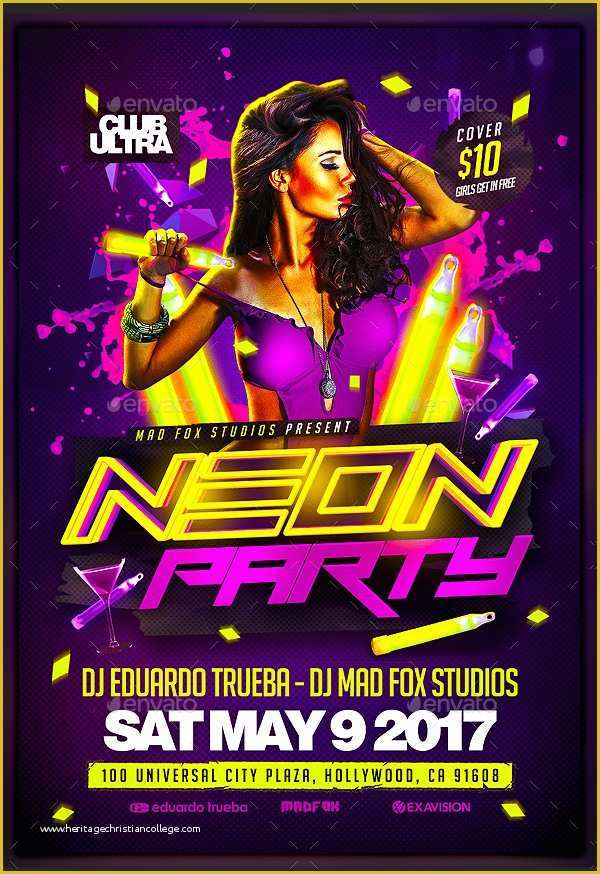 Neon Party Flyer Template Free Of 18 Neon Party Flyer Free & Premium Download