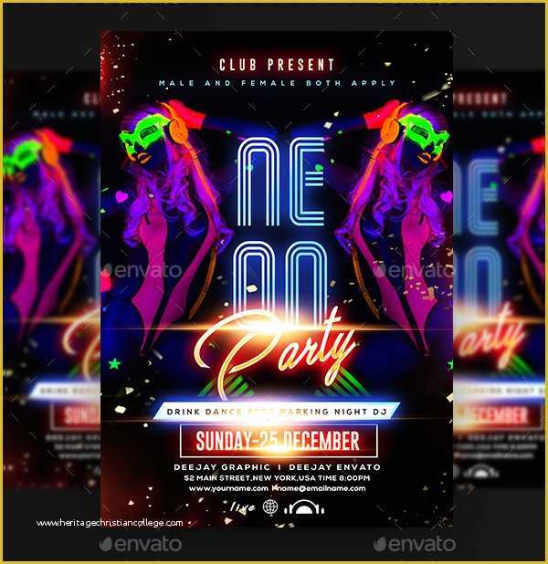 Neon Party Flyer Template Free Of 18 Neon Party Flyer Templates Free Psd Vector Eps Png