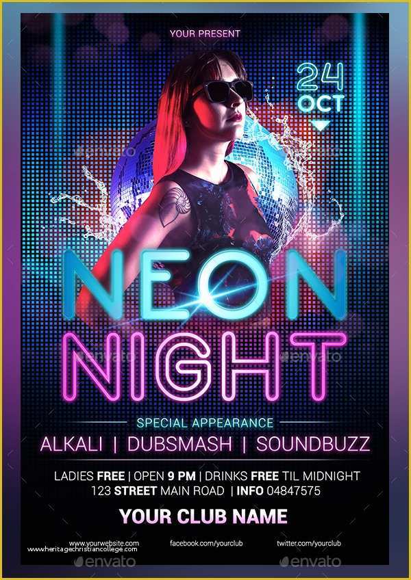 Neon Party Flyer Template Free Of 18 Neon Party Flyer Templates Free Psd Vector Eps Png