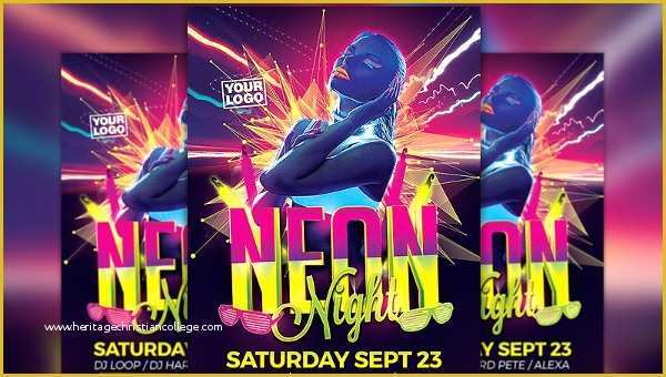 Neon Party Flyer Template Free Of 18 Neon Party Flyer Templates Free Psd Vector Eps Png