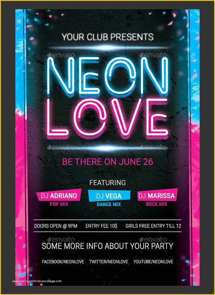 Neon Party Flyer Template Free Of 25 Best Glow Party Flyer Psd Templates Free & Premium