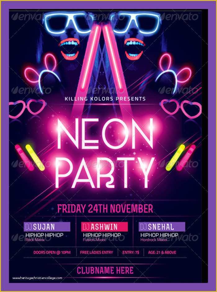 Neon Party Flyer Template Free Of 25 Best Glow Party Flyer Psd Templates Free & Premium