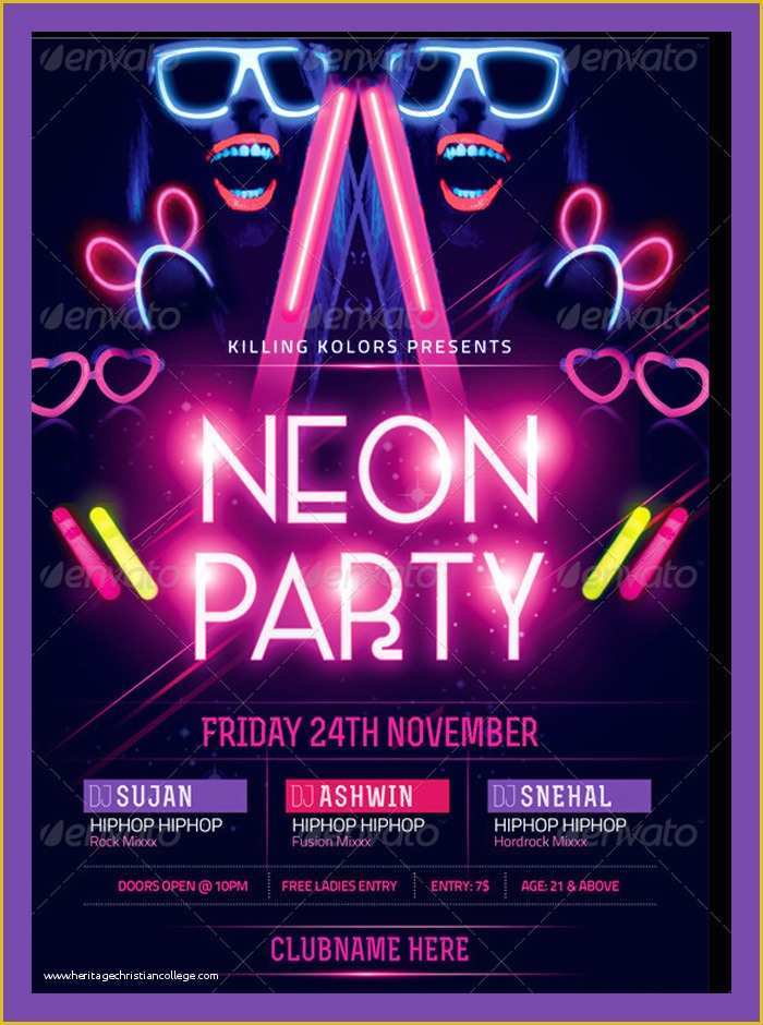 Neon Party Flyer Template Free Of 25 Best Glow Party Flyer Psd Templates Free &amp; Premium